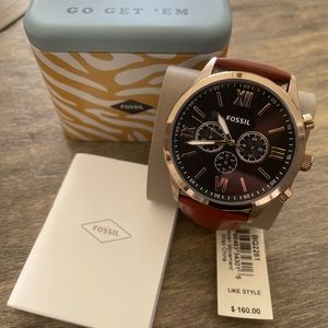 New Fossil Chronograph Brown Leather 